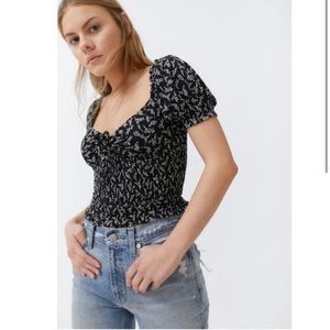 Urban Outfitters Smocked Floral Top